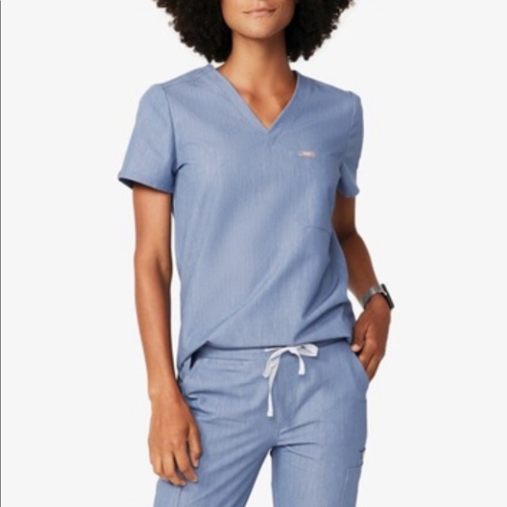 Figs Scrub set Heather Indigo  XS top/ XSP bottoms